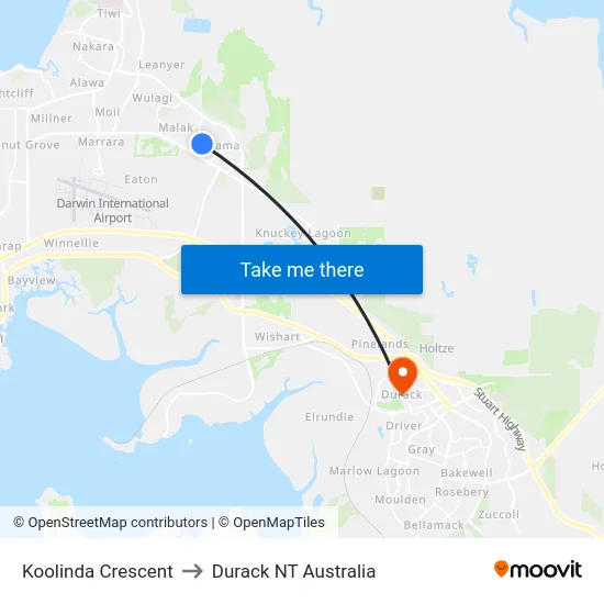 Koolinda Crescent to Durack NT Australia map