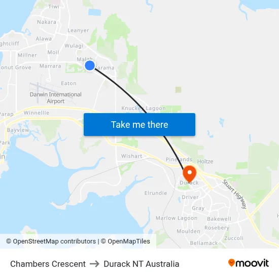 Chambers Crescent to Durack NT Australia map