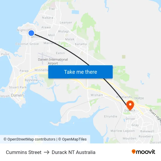 Cummins Street to Durack NT Australia map