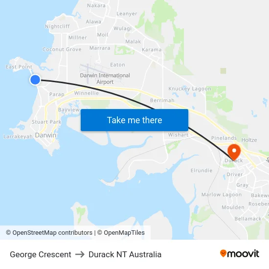 George Crescent to Durack NT Australia map