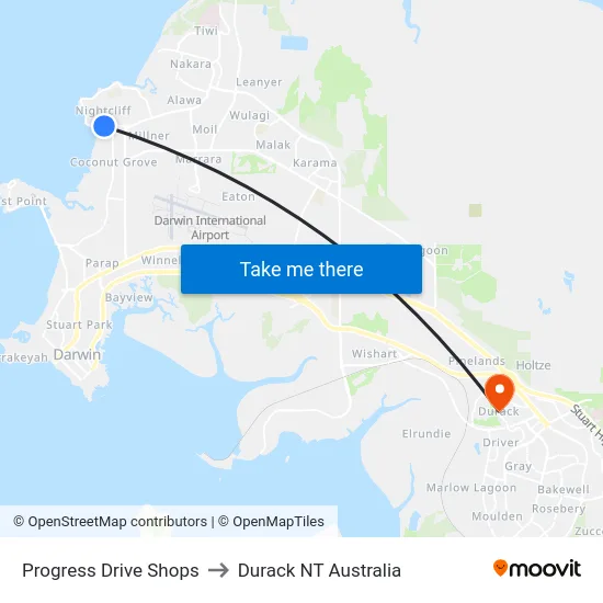 Progress Drive Shops to Durack NT Australia map