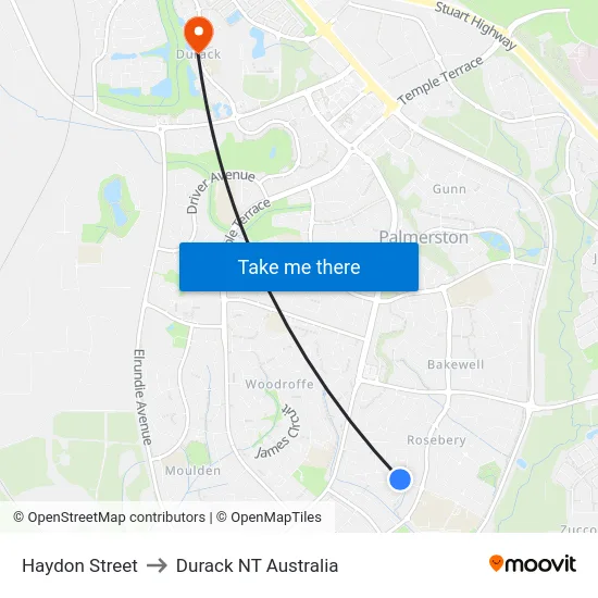 Haydon Street to Durack NT Australia map