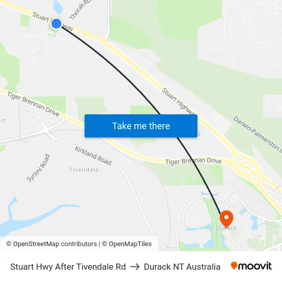 Stuart Hwy After Tivendale Rd to Durack NT Australia map