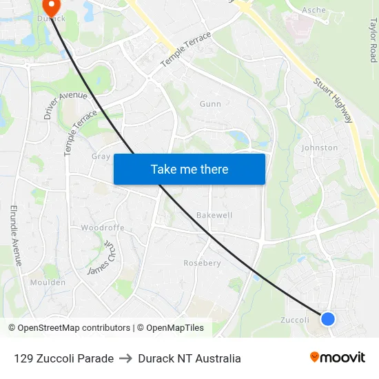 129 Zuccoli Parade to Durack NT Australia map