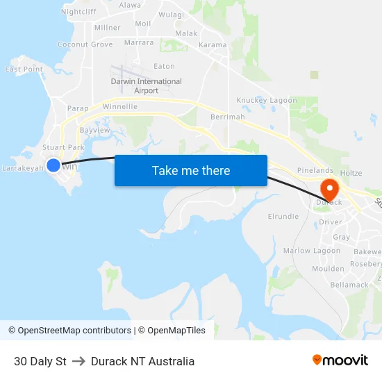30 Daly St to Durack NT Australia map