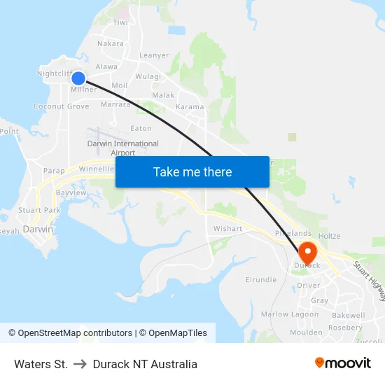 Waters St. to Durack NT Australia map