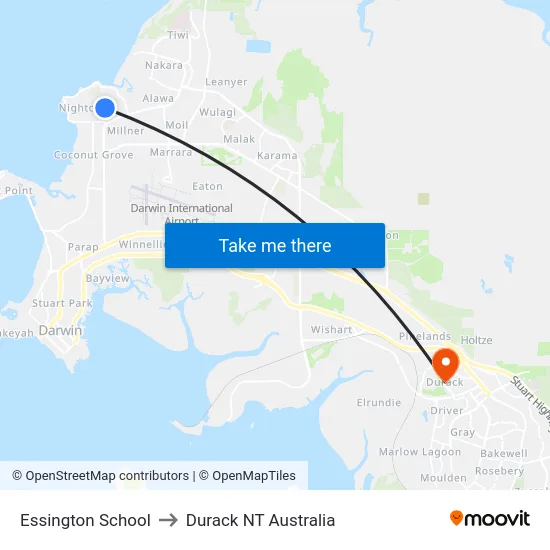Essington School to Durack NT Australia map