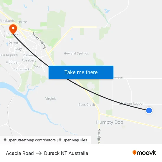 Acacia Road to Durack NT Australia map