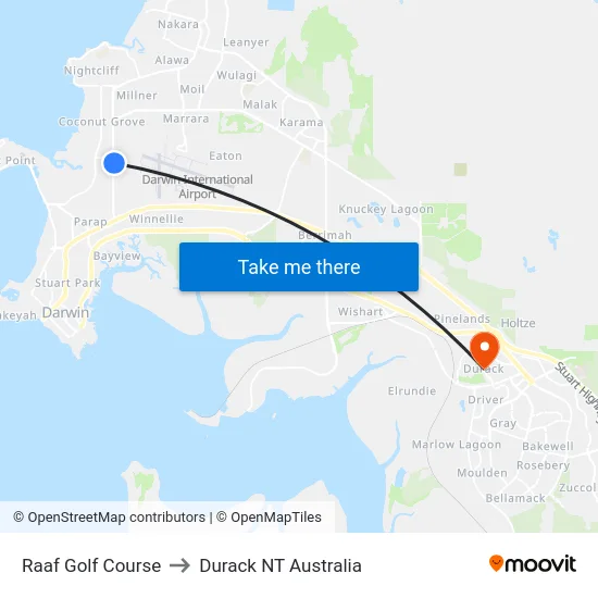 Raaf Golf Course to Durack NT Australia map
