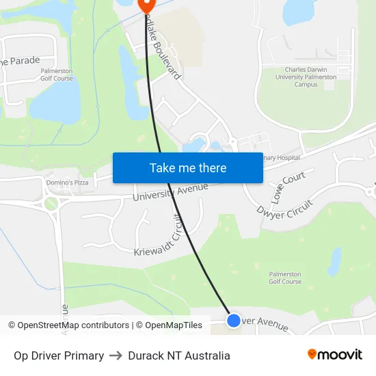 Op Driver Primary to Durack NT Australia map