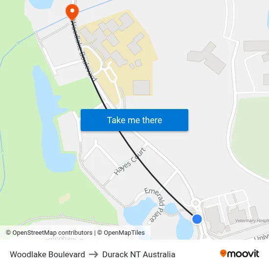 Woodlake Boulevard to Durack NT Australia map