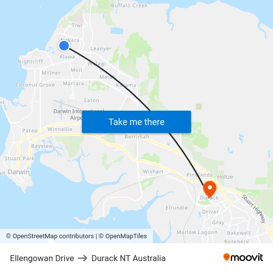 Ellengowan Drive to Durack NT Australia map