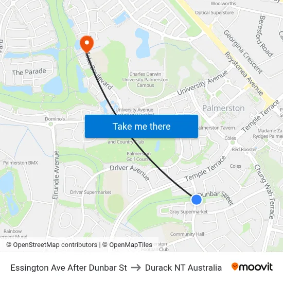 Essington Ave After Dunbar St to Durack NT Australia map