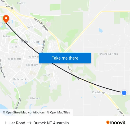 Hillier Road to Durack NT Australia map