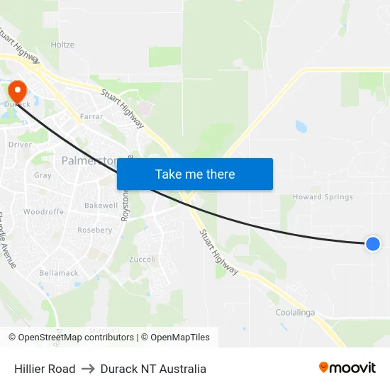 Hillier Road to Durack NT Australia map