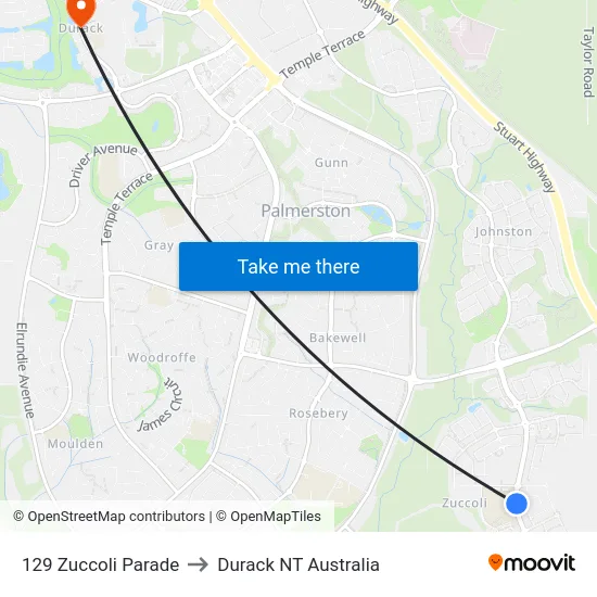 129 Zuccoli Parade to Durack NT Australia map