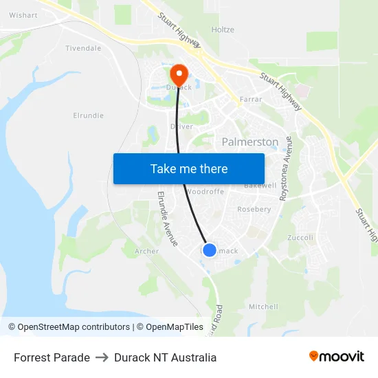 Forrest Parade to Durack NT Australia map