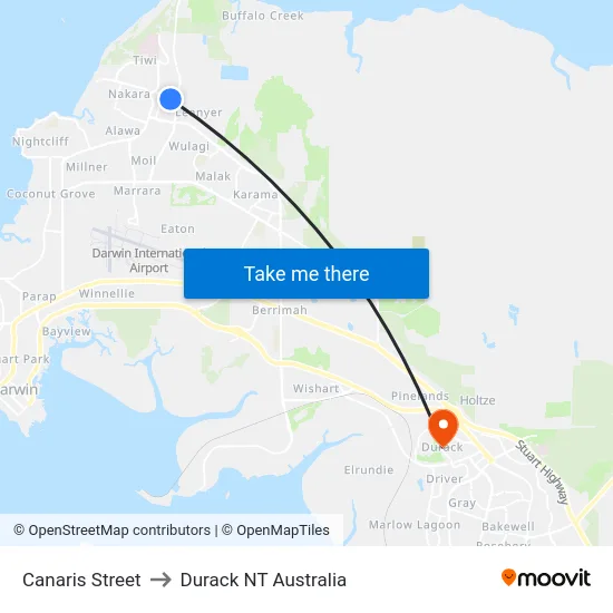 Canaris Street to Durack NT Australia map