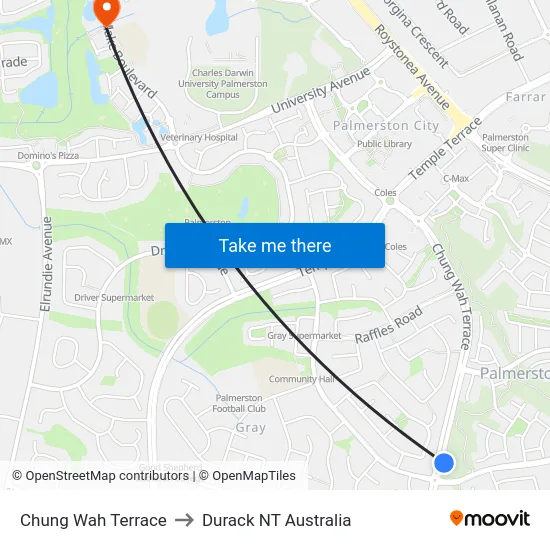 Chung Wah Terrace to Durack NT Australia map