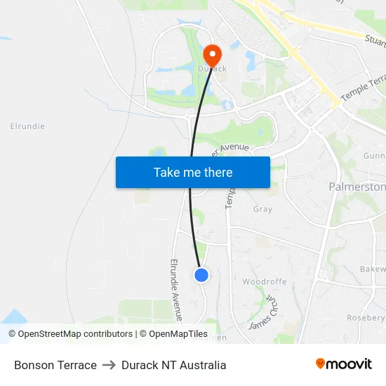 Bonson Terrace to Durack NT Australia map