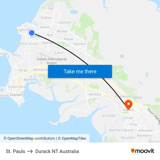 St. Pauls to Durack NT Australia map