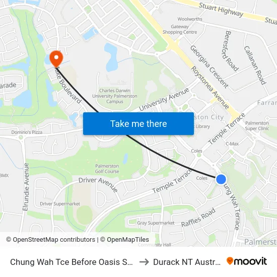 Chung Wah Tce Before Oasis Shops to Durack NT Australia map