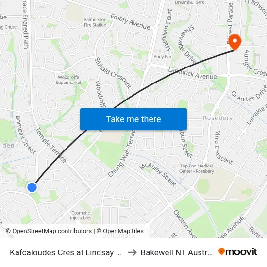 Kafcaloudes Cres at Lindsay Park to Bakewell NT Australia map
