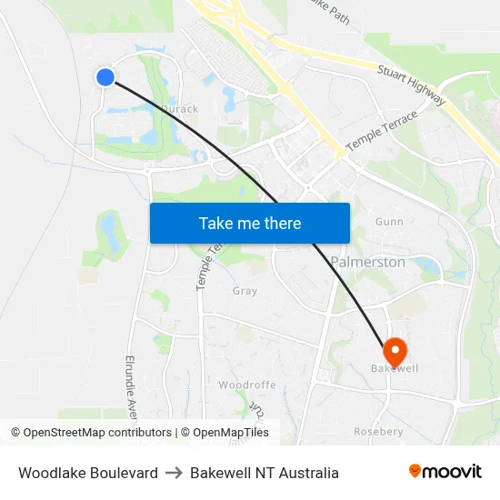 Woodlake Boulevard to Bakewell NT Australia map