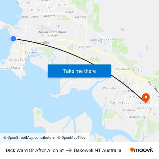 Dick Ward Dr After Allen St to Bakewell NT Australia map