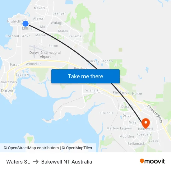 Waters St. to Bakewell NT Australia map