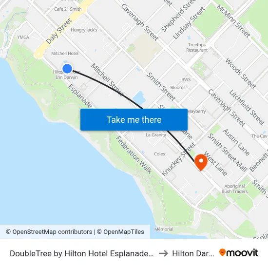 DoubleTree by Hilton Hotel Esplanade Darwin to Hilton Darwin map