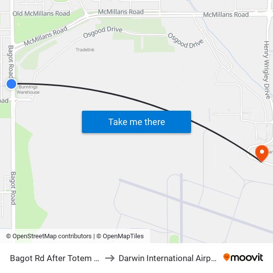 Bagot Rd After Totem Rd to Darwin International Airport map