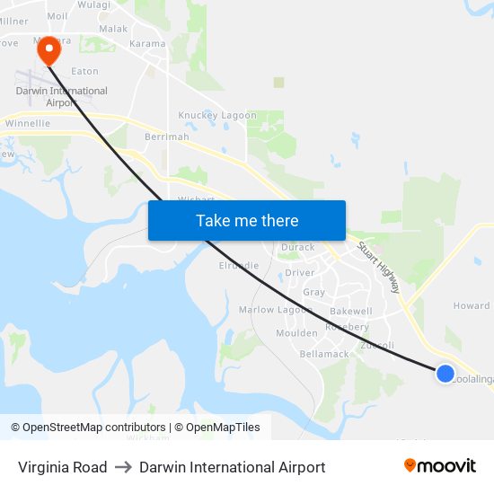 Virginia Road to Darwin International Airport map