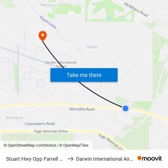 Stuart Hwy Opp Farrell Cres to Darwin International Airport map