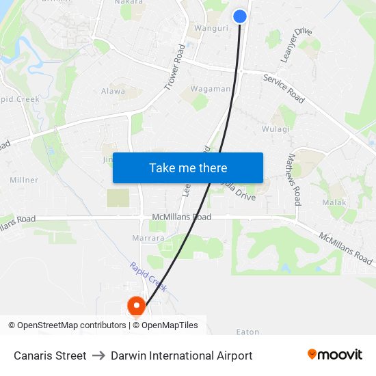 Canaris Street to Darwin International Airport map