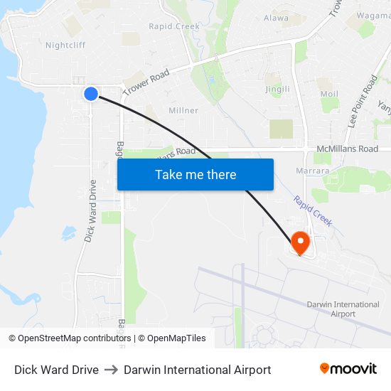 Dick Ward Drive to Darwin International Airport map