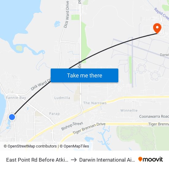 East Point Rd Before Atkins Dr to Darwin International Airport map