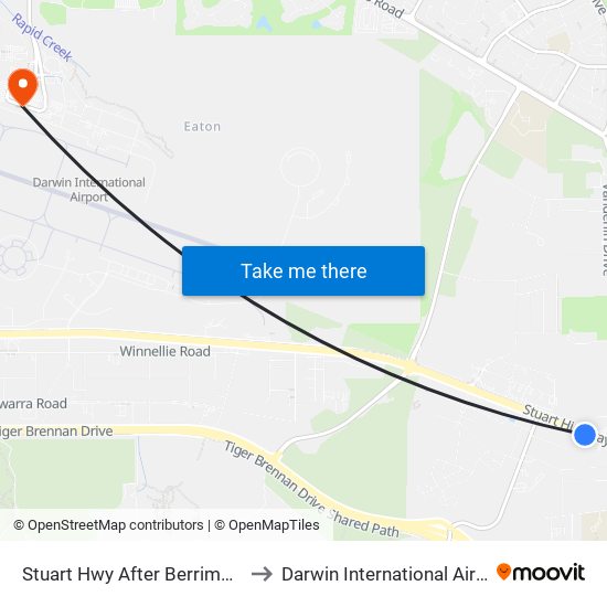 Stuart Hwy After Berrimah Rd to Darwin International Airport map