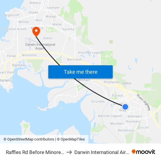 Raffles Rd Before Minorelli Ct to Darwin International Airport map