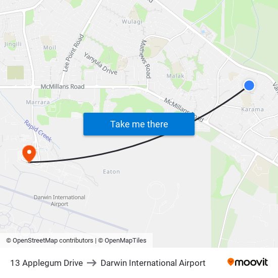 13 Applegum Drive to Darwin International Airport map