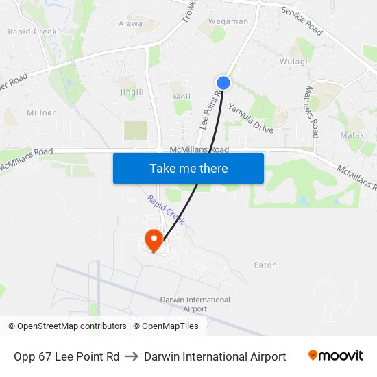 Opp 67 Lee Point Rd to Darwin International Airport map