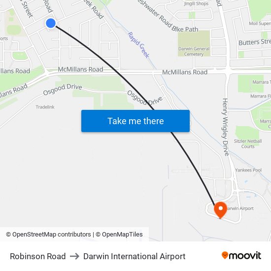 Robinson Road to Darwin International Airport map