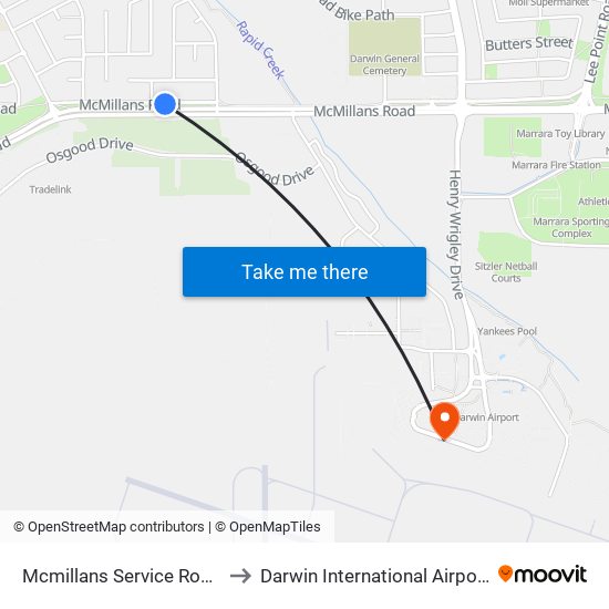 Mcmillans Service Road to Darwin International Airport map