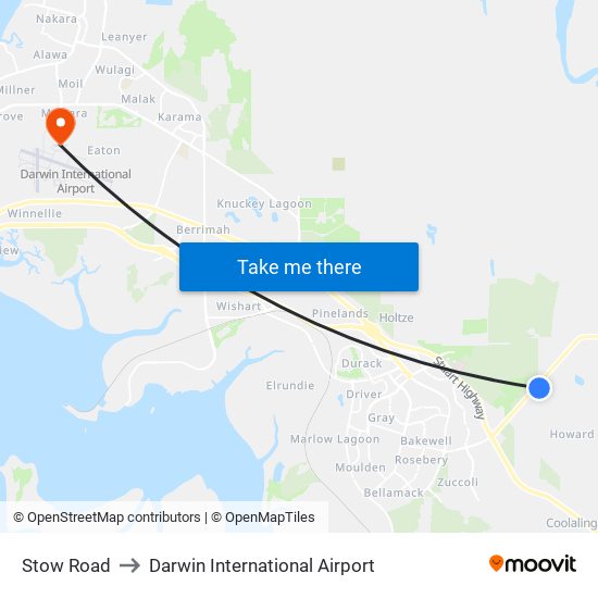 Stow Road to Darwin International Airport map