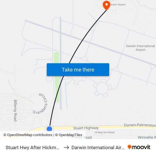 Stuart Hwy After Hickman St to Darwin International Airport map