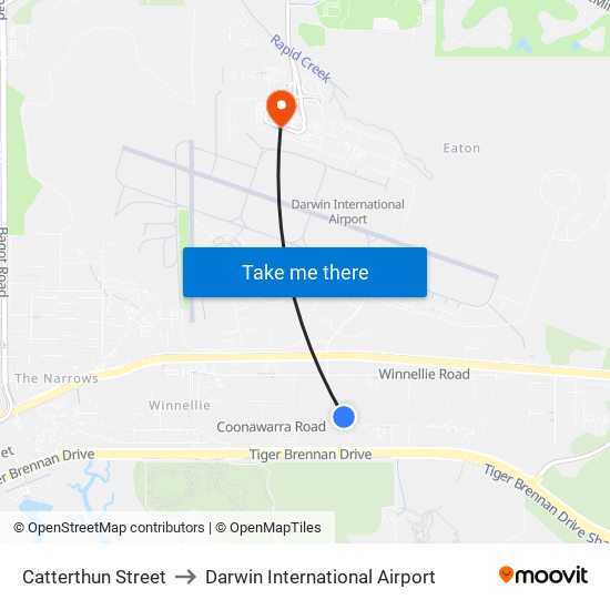 Catterthun Street to Darwin International Airport map