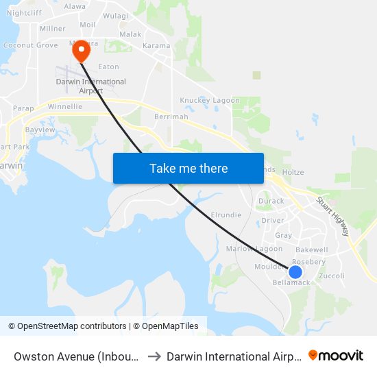 Owston Avenue (Inbound) to Darwin International Airport map