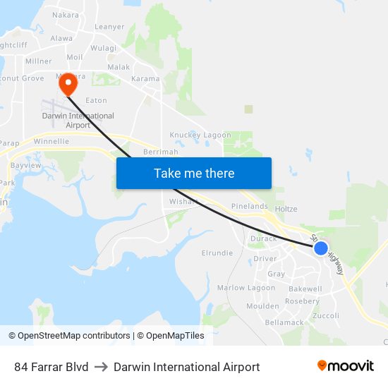 84 Farrar Blvd to Darwin International Airport map