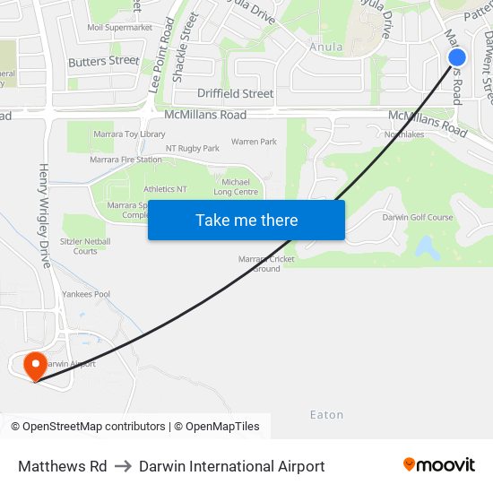 Matthews Rd to Darwin International Airport map