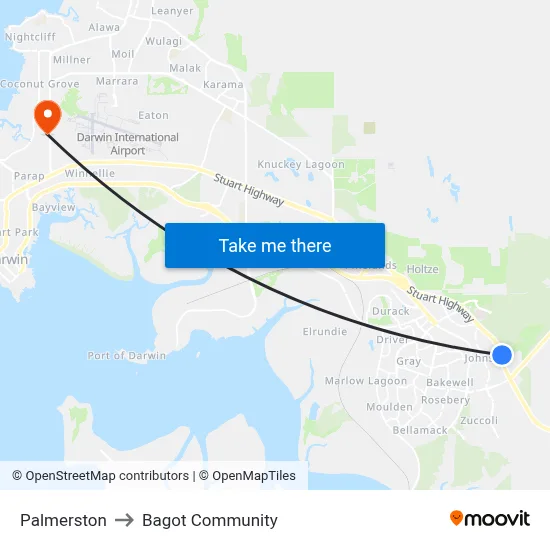 Palmerston to Bagot Community map